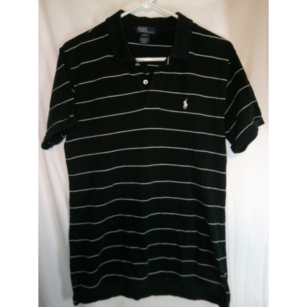 Polo Ralph Lauren Striped Polo Shirt Short Sleeve‎ Classic Black L(16/18)